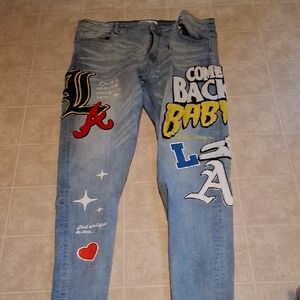 Stylish Light Blue Graphic Skinny Jeans